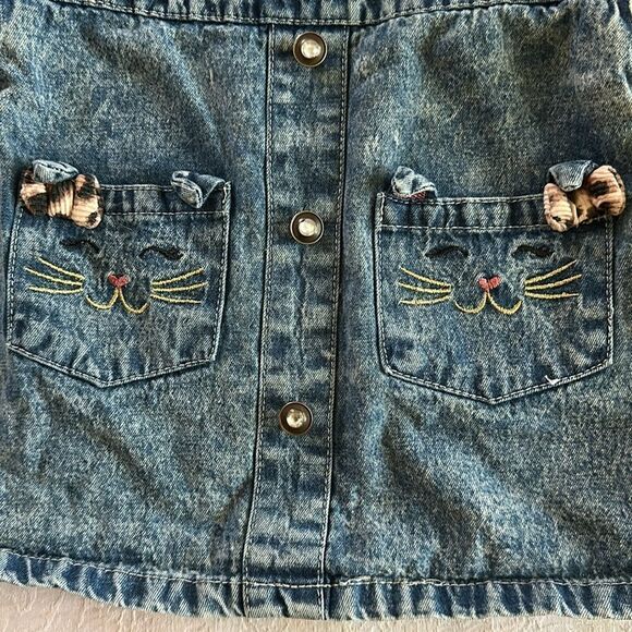 Jumper Girls Denim Kitty Cat Leopard Size 4T - Picture 2 of 6